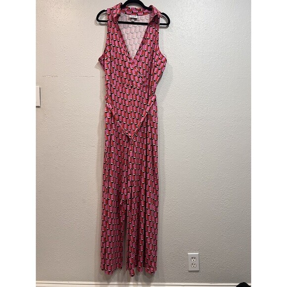 Women's Collared Sleeveless Pink Modern Geo Jumpsuit - DVF for Target , 1x - Picture 3 of 7